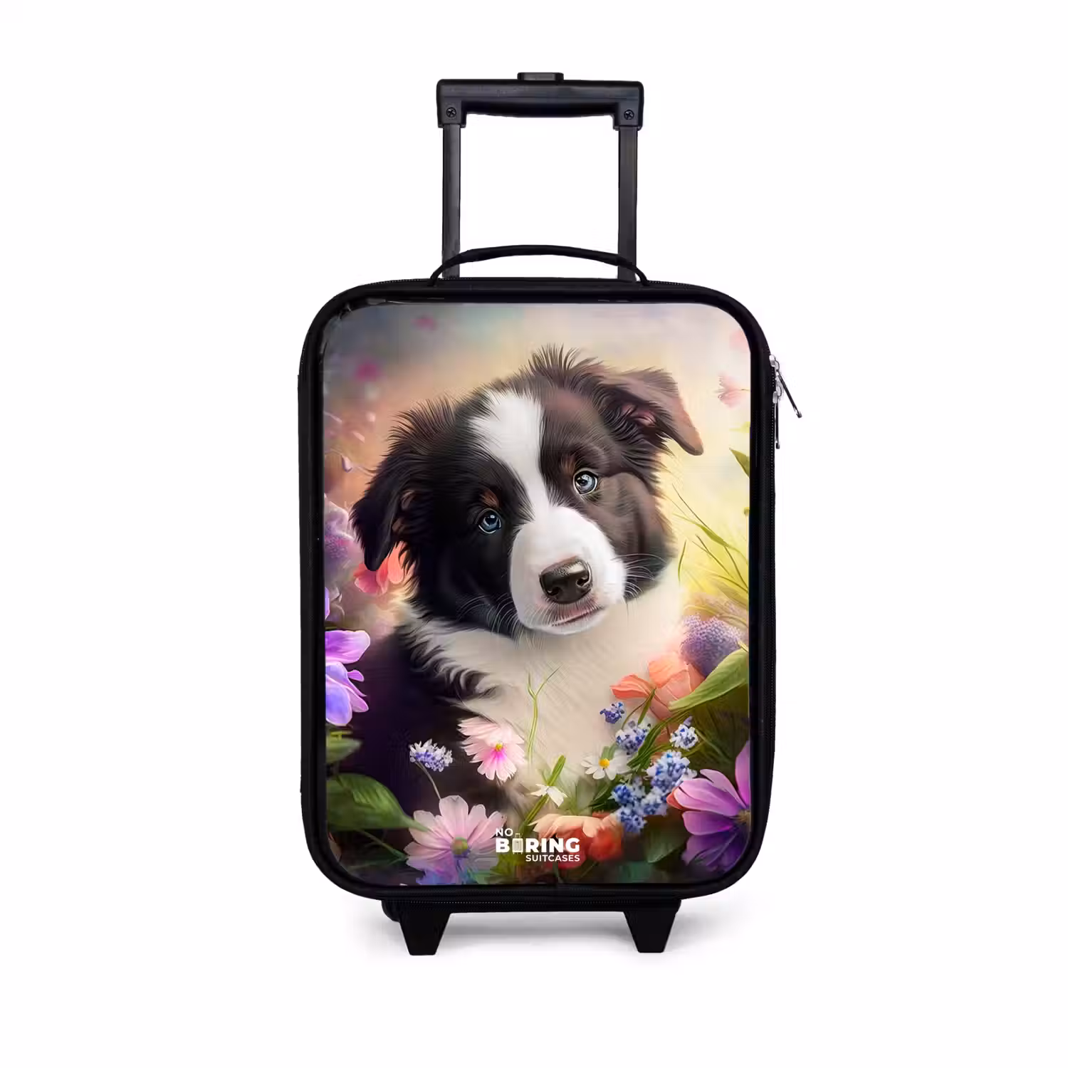 Hond met blauwe ogen in een veld Kinderkoffer - Zwart klein -3d