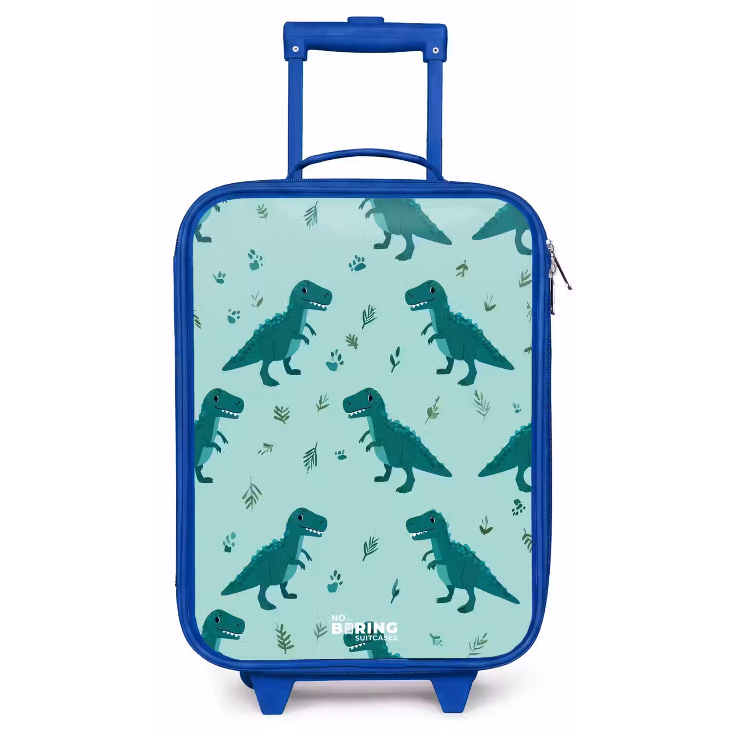 Vriendelijke T. rex tussen sporen Kinderkoffer - Blauw klein -zz3dotto