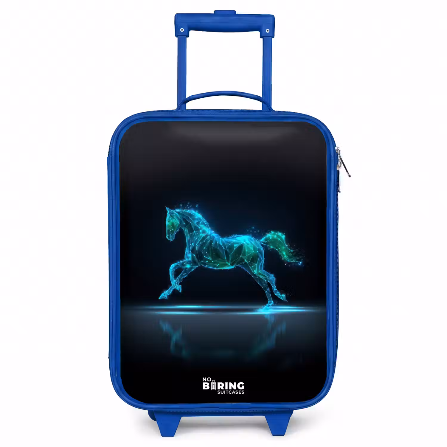 Futuristisch galopperend paard Kinderkoffer - Blauw klein -3d