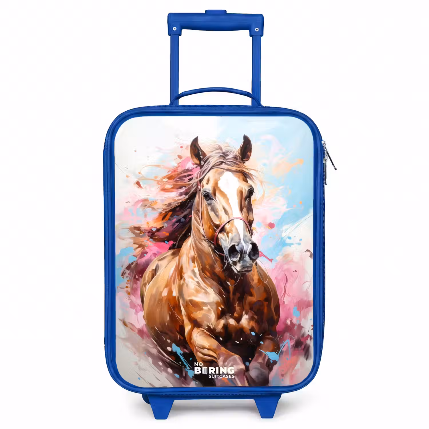 Galopperend paard met kleurrijke achtergrond Kinderkoffer - Blauw klein -3d