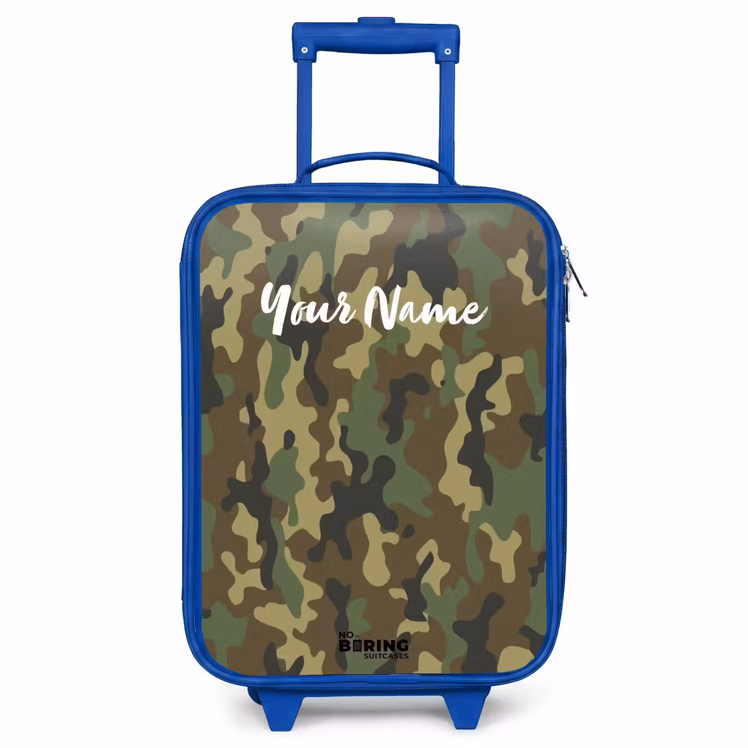 Groene camouflage met zandkleur Kinderkoffer - Blauw klein -3d