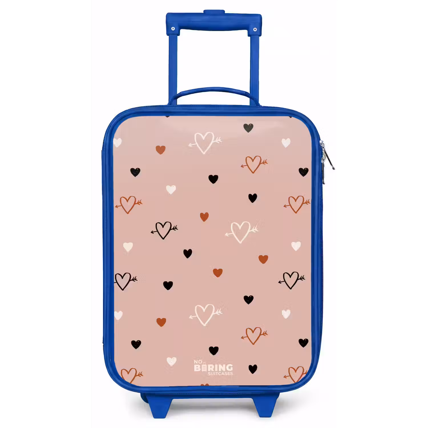 Hartjes met pijlen in zwart, wit en roze Kinderkoffer - Blauw klein -zz3dotto