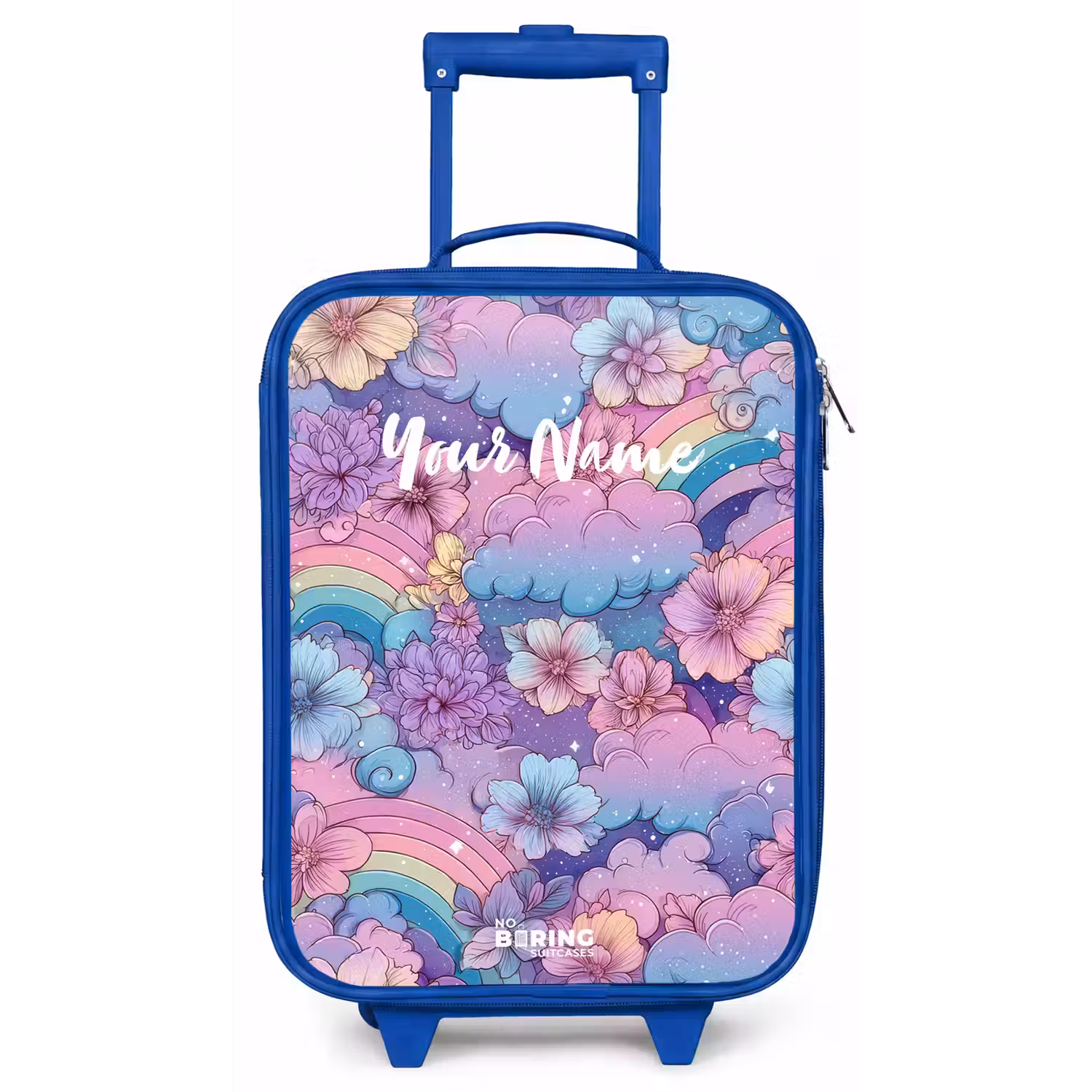 Illustratie van wolken, regenbogen en bloemen Kinderkoffer - Blauw klein -zz3dotto