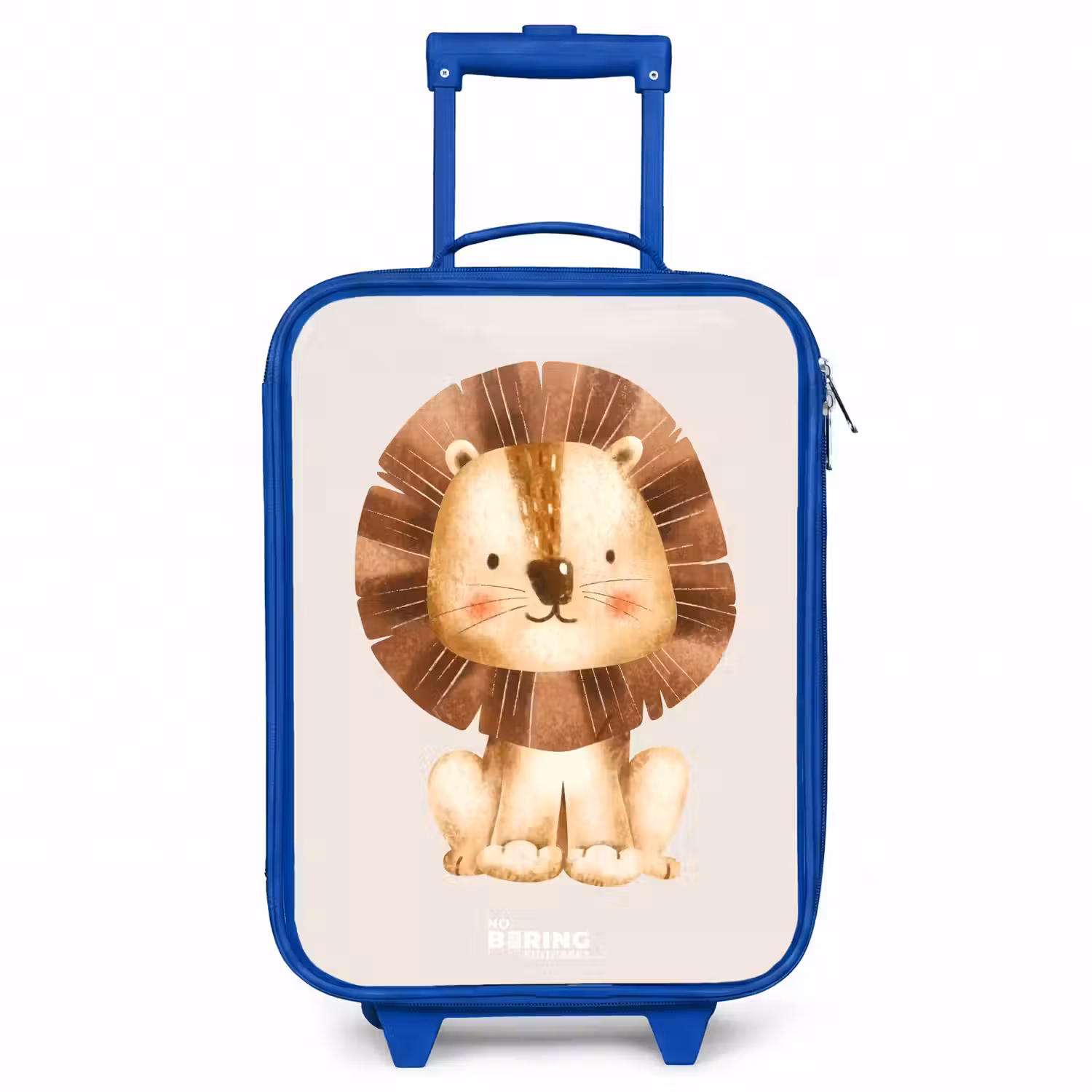 Leeuw illustratie met beige achtergrond Kinderkoffer - Blauw klein -3d