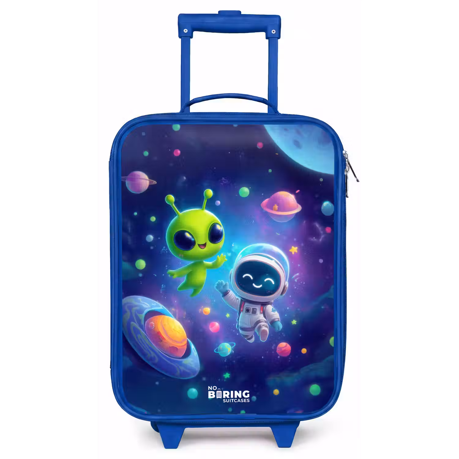 Vrolijke Ontmoeting in de Ruimte Kinderkoffer - Blauw klein -zz3dotto