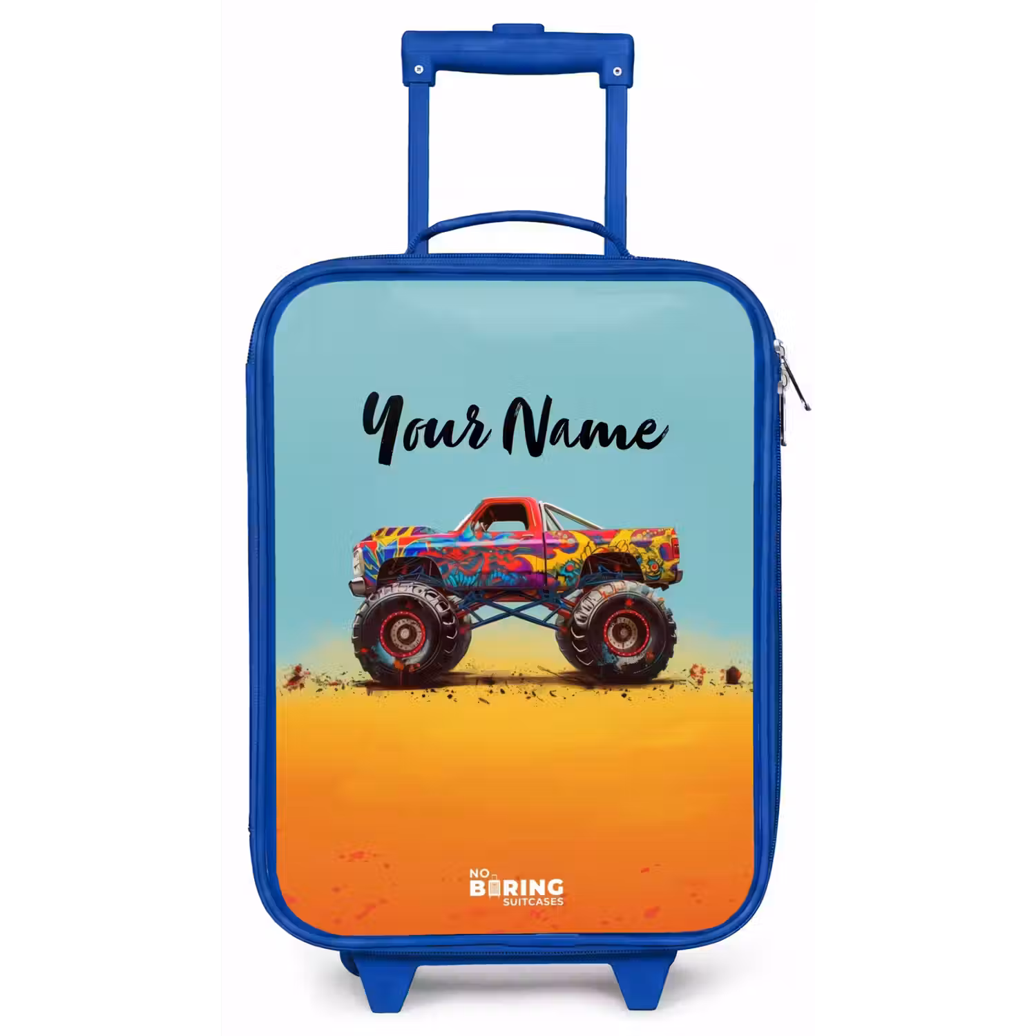 Monstertruck met Graffiti Print in het Zand Kinderkoffer - Blauw klein -zz3dotto