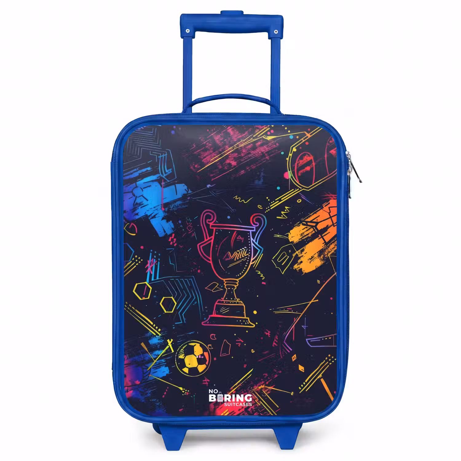 Neon sporttrofee design Kinderkoffer - Blauw klein -3d