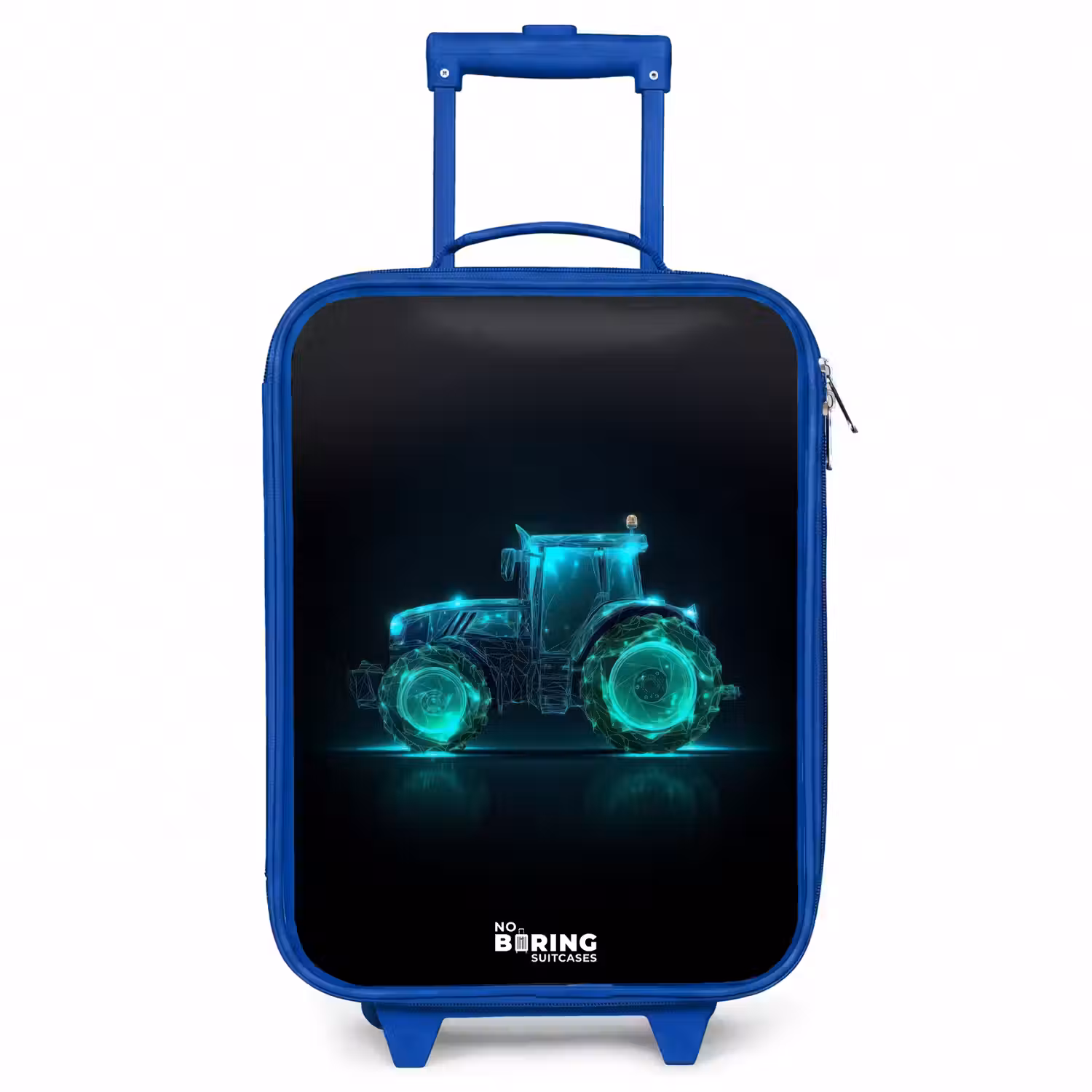 Neontractor op zwarte ondergrond Kinderkoffer - Blauw klein -3d