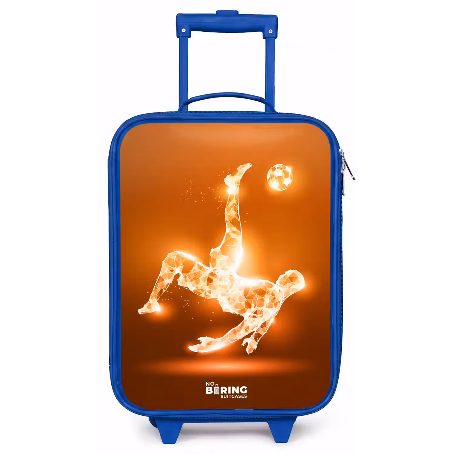 Oranje lichtvoetballer in zweefmoment Kinderkoffer - Blauw klein -zz3dotto