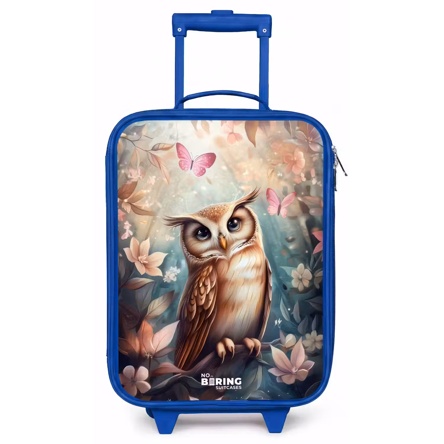 Uil met vlinders in mystiek bos Kinderkoffer - Blauw klein -zz3dotto