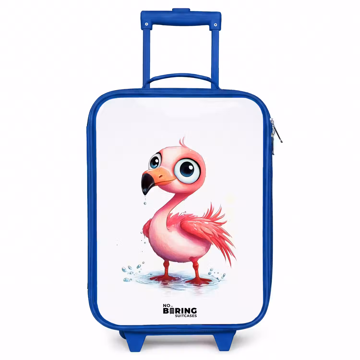 Roze flamingo in het water Kinderkoffer - Blauw klein -3d
