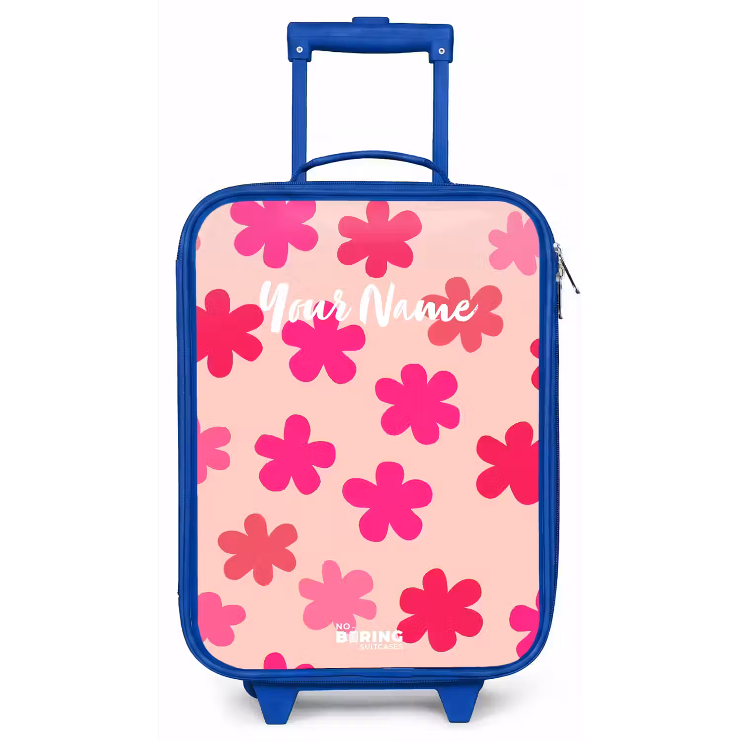 Roze bloemen Kinderkoffer - Blauw klein -zz3dotto