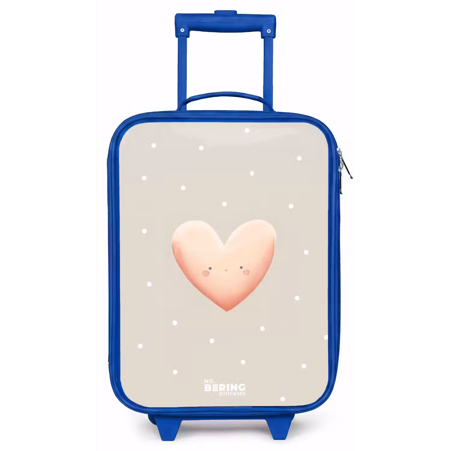 Roze hart omringd door beige stippen Kinderkoffer - Blauw klein -zz3dotto
