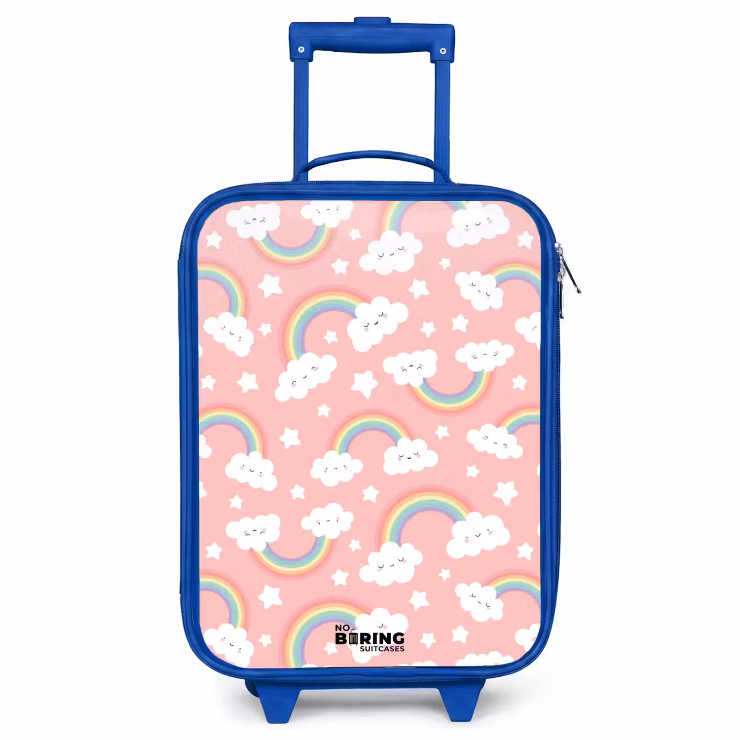 Roze met regenboog patroon Kinderkoffer - Blauw klein -3d