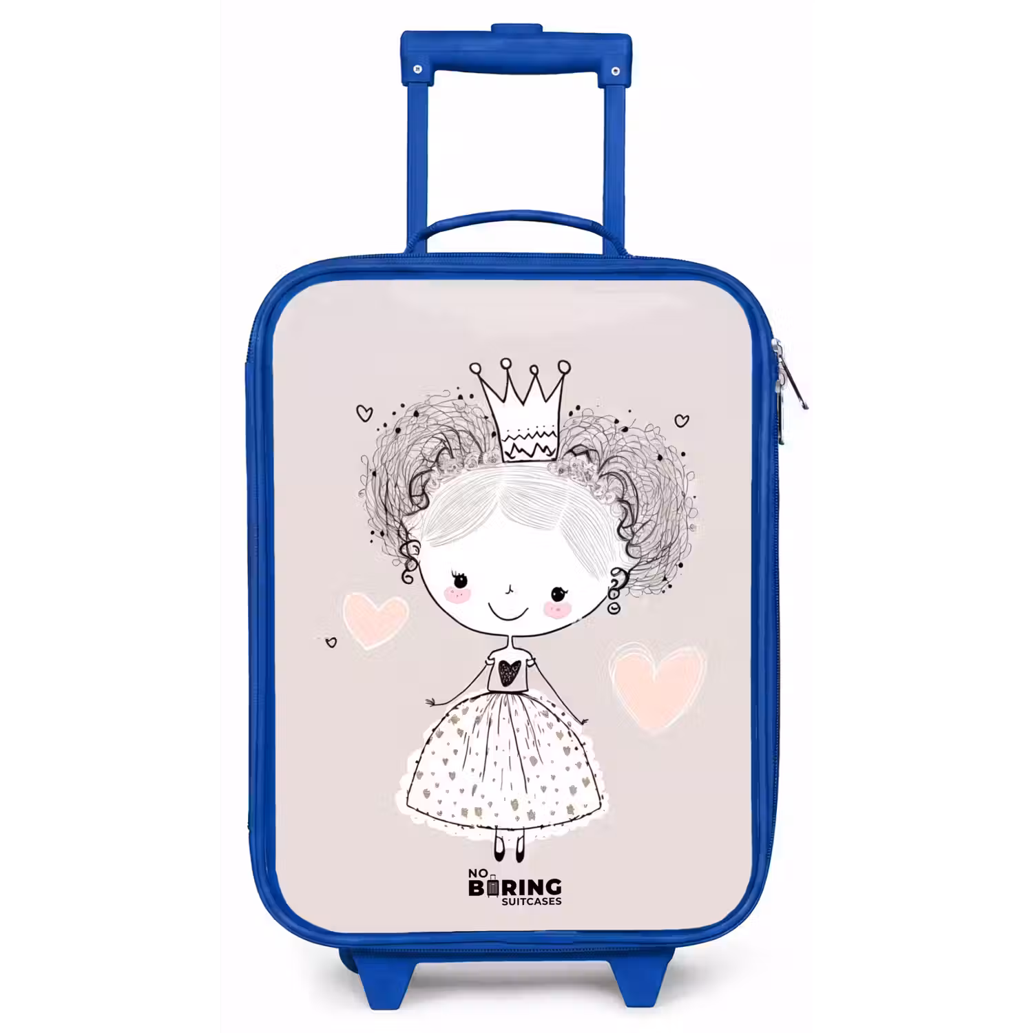Prinses met krulletjes Kinderkoffer - Blauw klein -zz3dotto