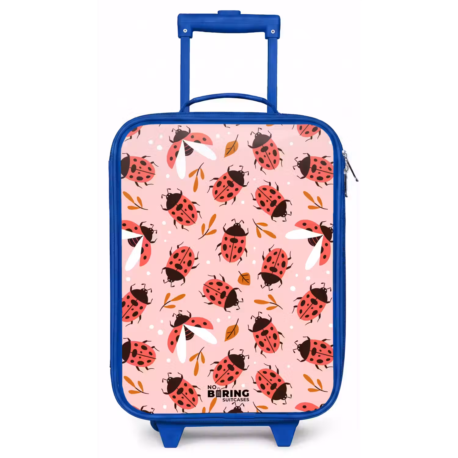 Rode lieveheersbeestjes op roze achtergrond Kinderkoffer - Blauw klein -zz3dotto