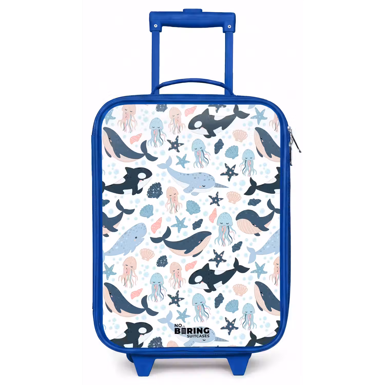 Zeedierenpatroon met walvissen, kwallen en orka's Kinderkoffer - Blauw klein -zz3dotto