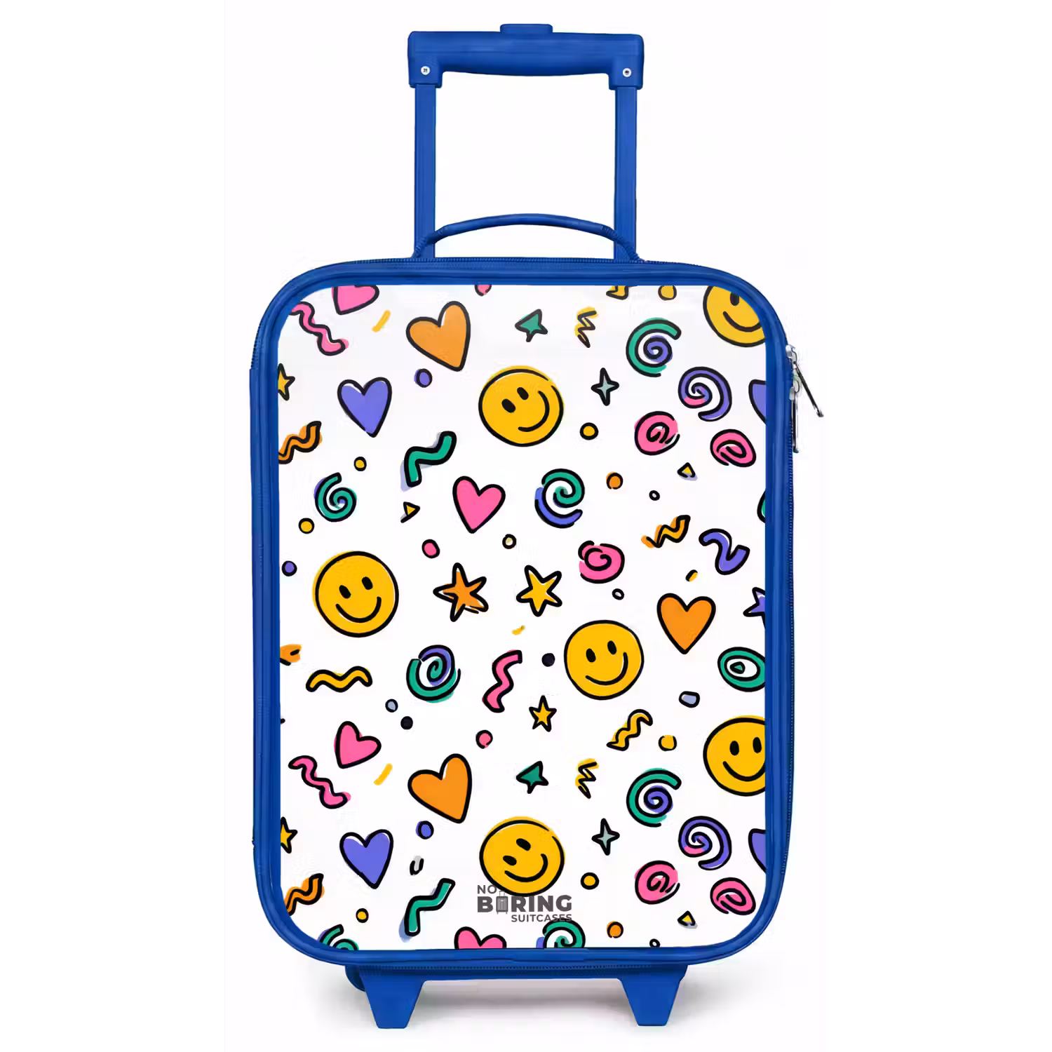 Smiley - Hartje - Ster Kinderkoffer - Blauw klein -zz3dotto