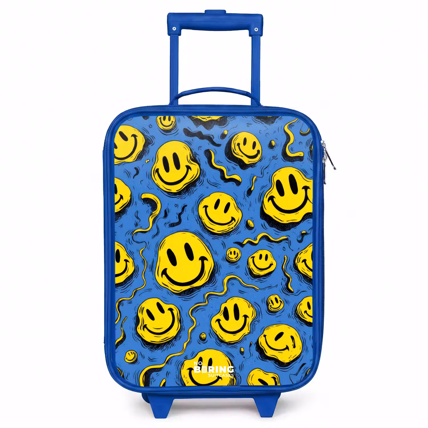 Smiley - Geel - Blauw Kinderkoffer - Blauw klein -3d