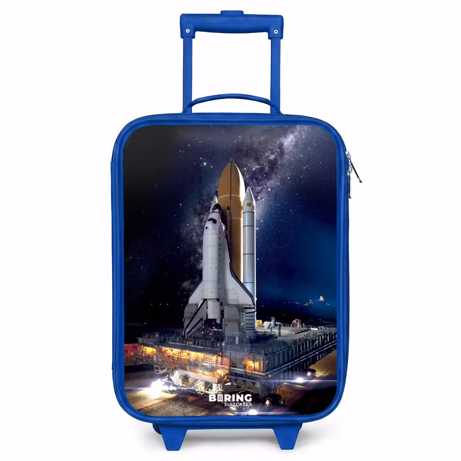 Spaceshuttle die kan opstijgen Kinderkoffer - Blauw klein -3d