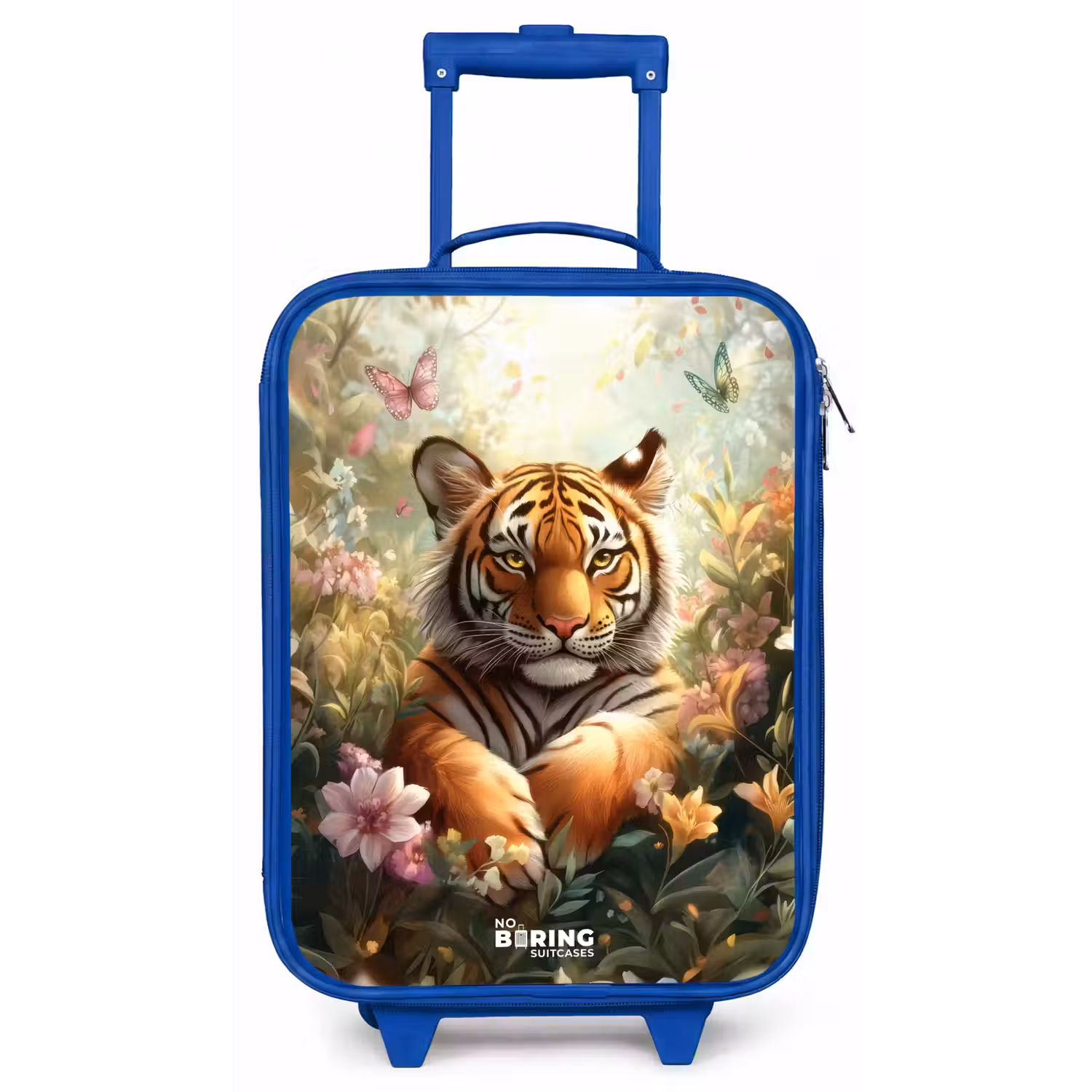 Tijger in bloemenveld met vlinders en zonlicht Kinderkoffer - Blauw klein -zz3dotto