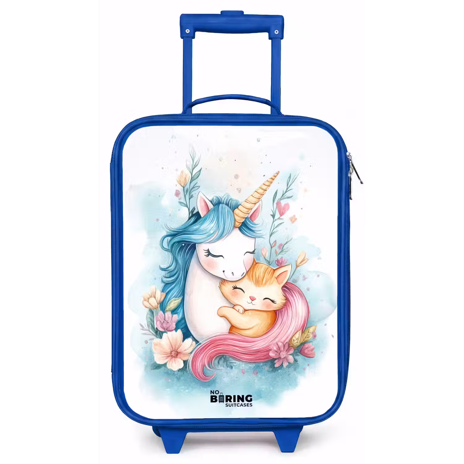 Eenhoorn met blauwe manen en oranje kitten Kinderkoffer - Blauw klein -zz3dotto