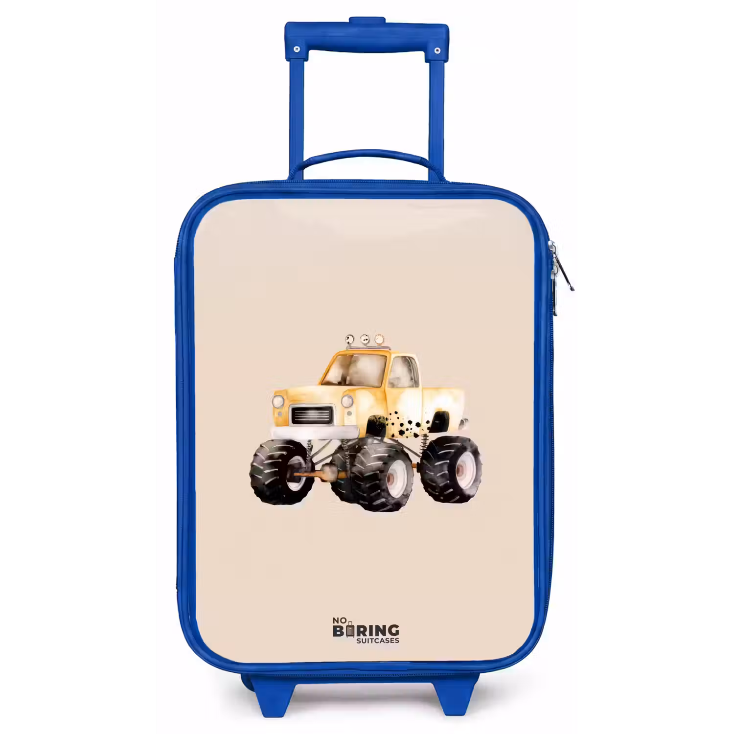Gele monstertruck op een beige achtergrond Kinderkoffer - Blauw klein -zz3dotto