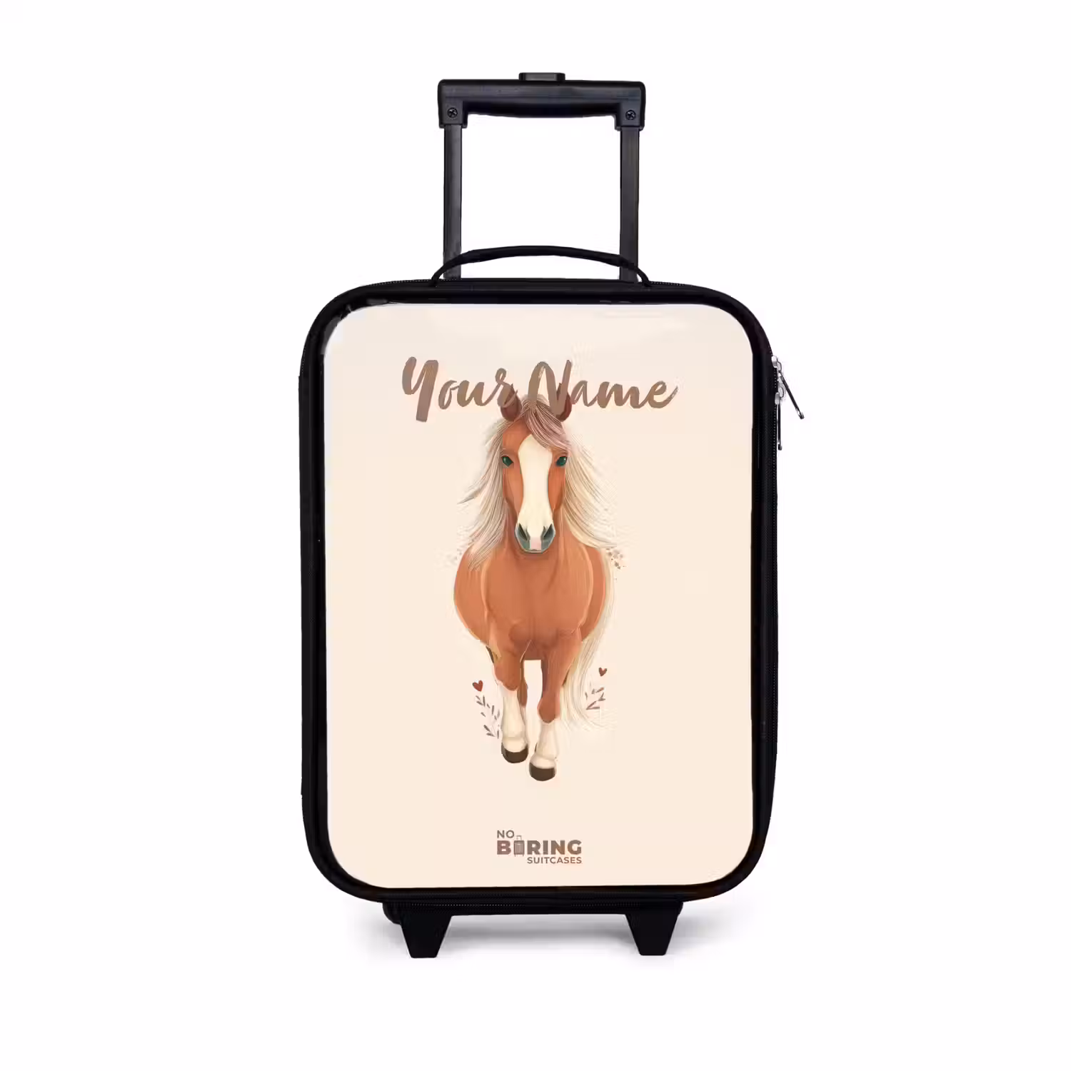 Bruin paard in gallop Kinderkoffer - Zwart klein -3d