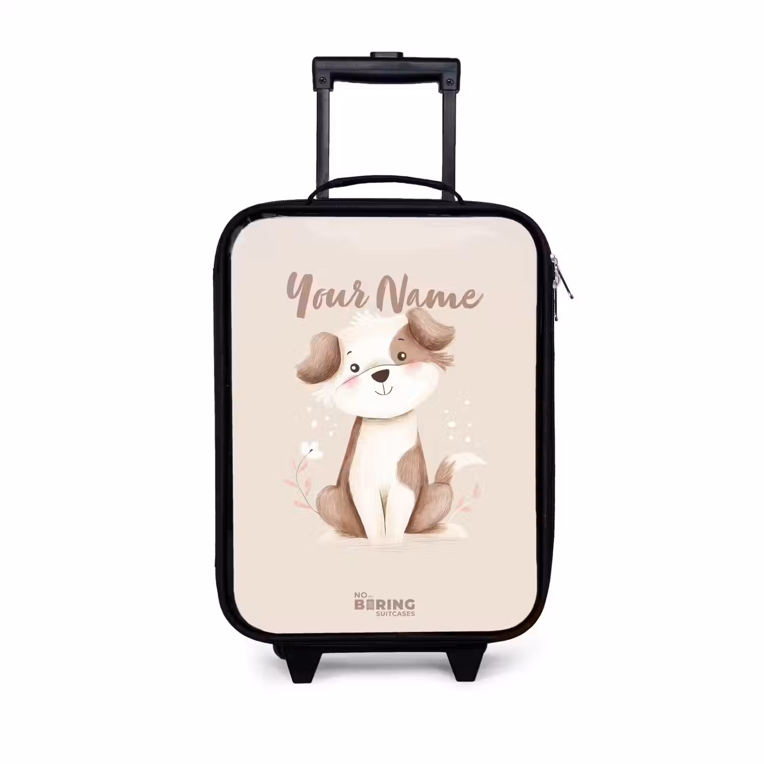 Hond in de kleuren bruin en beige Kinderkoffer - Zwart klein -3d
