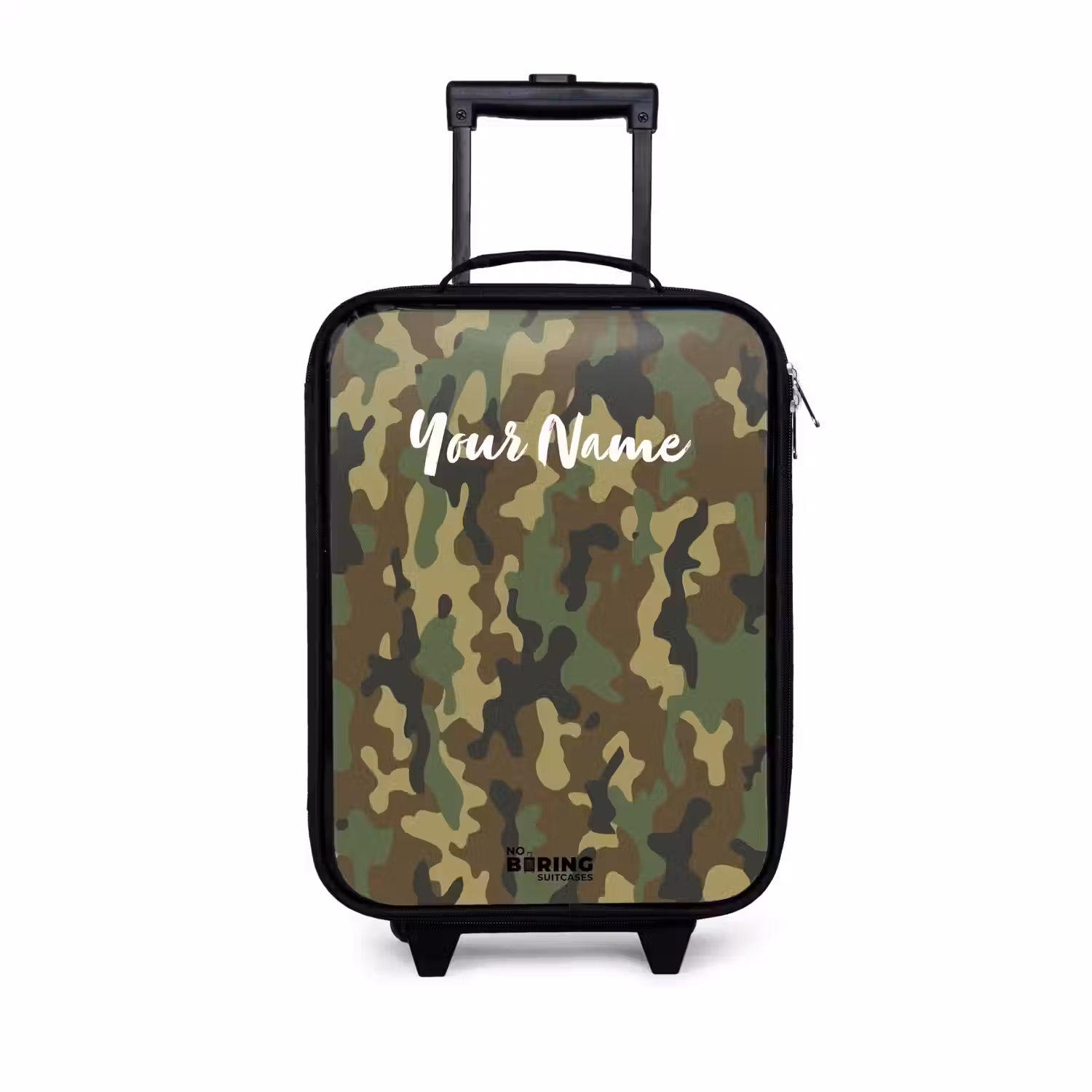Groene camouflage met zandkleur Kinderkoffer - Zwart klein -3d