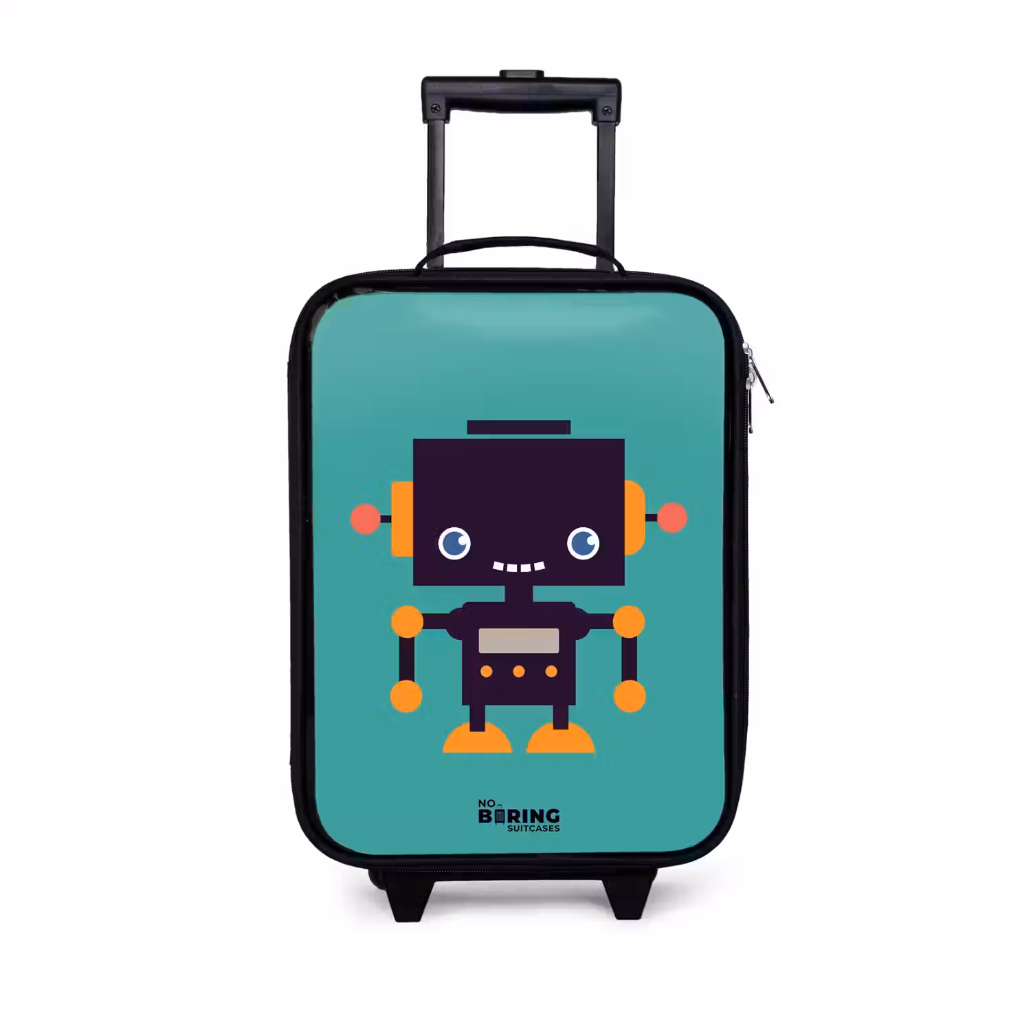 Groene robot Kinderkoffer - Zwart klein -3d