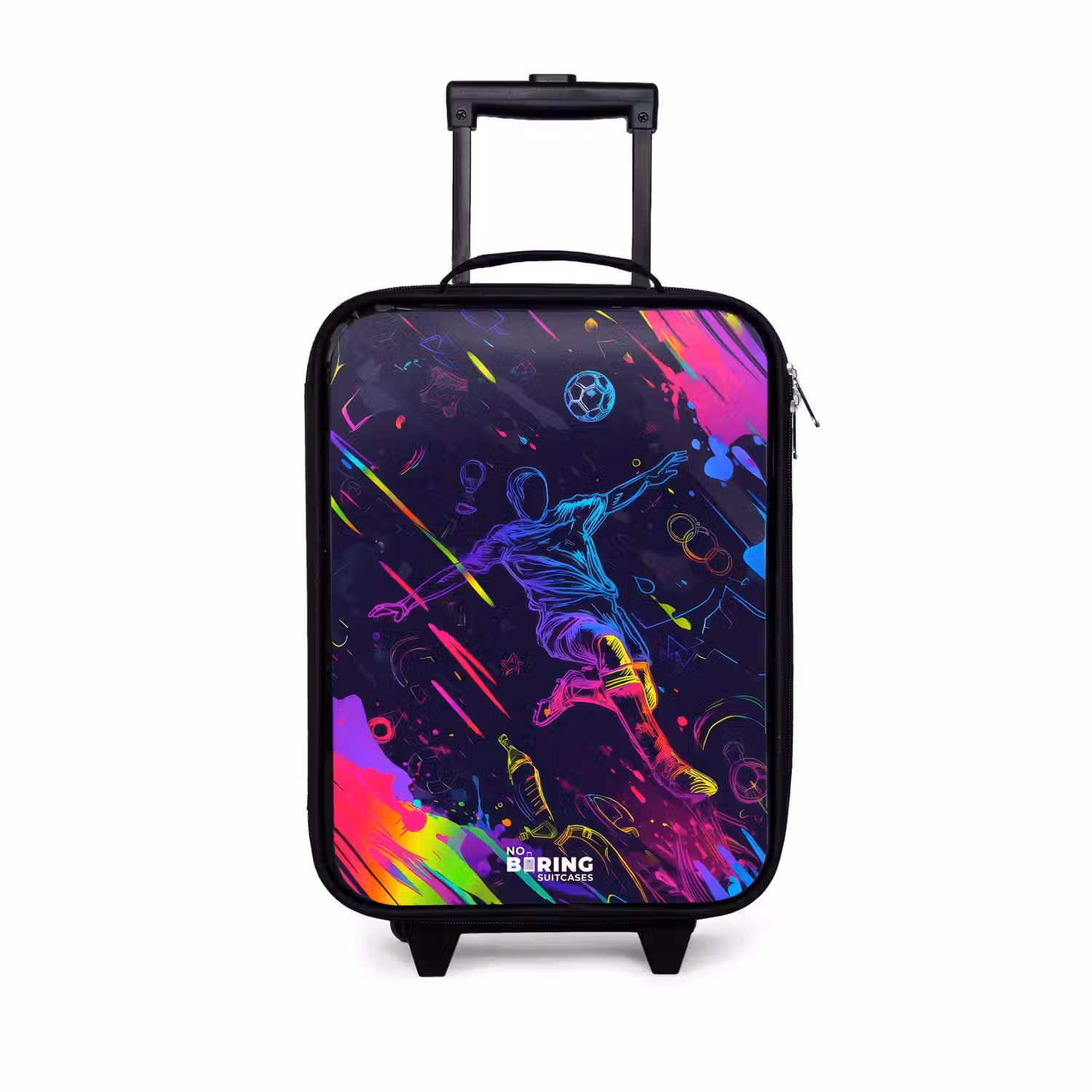 Neon actievolle voetbalspeler Kinderkoffer - Zwart klein -3d