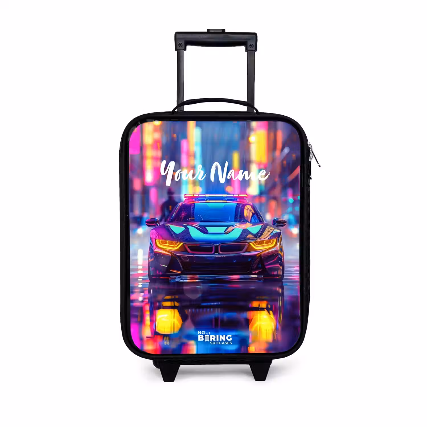 Neon nightcar Kinderkoffer - Zwart klein -3d
