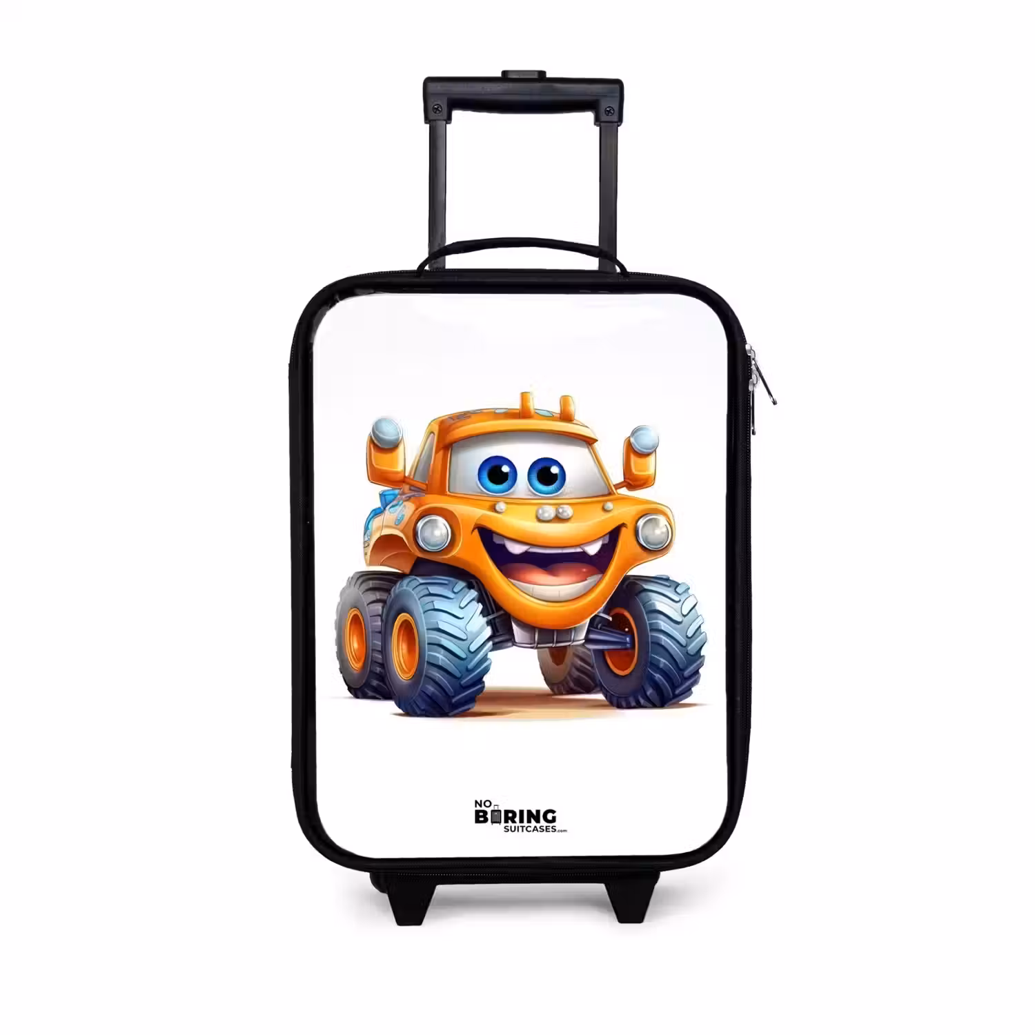 Oranje monstertruck die lacht Kinderkoffer - Zwart klein -3d
