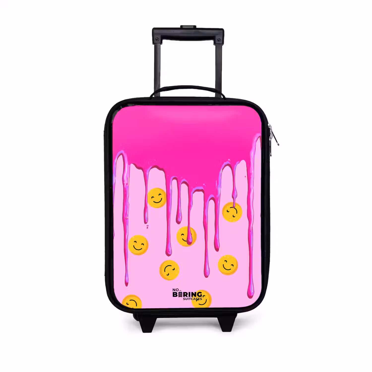 Verf - Smiley - Roze Kinderkoffer - Zwart klein -3d