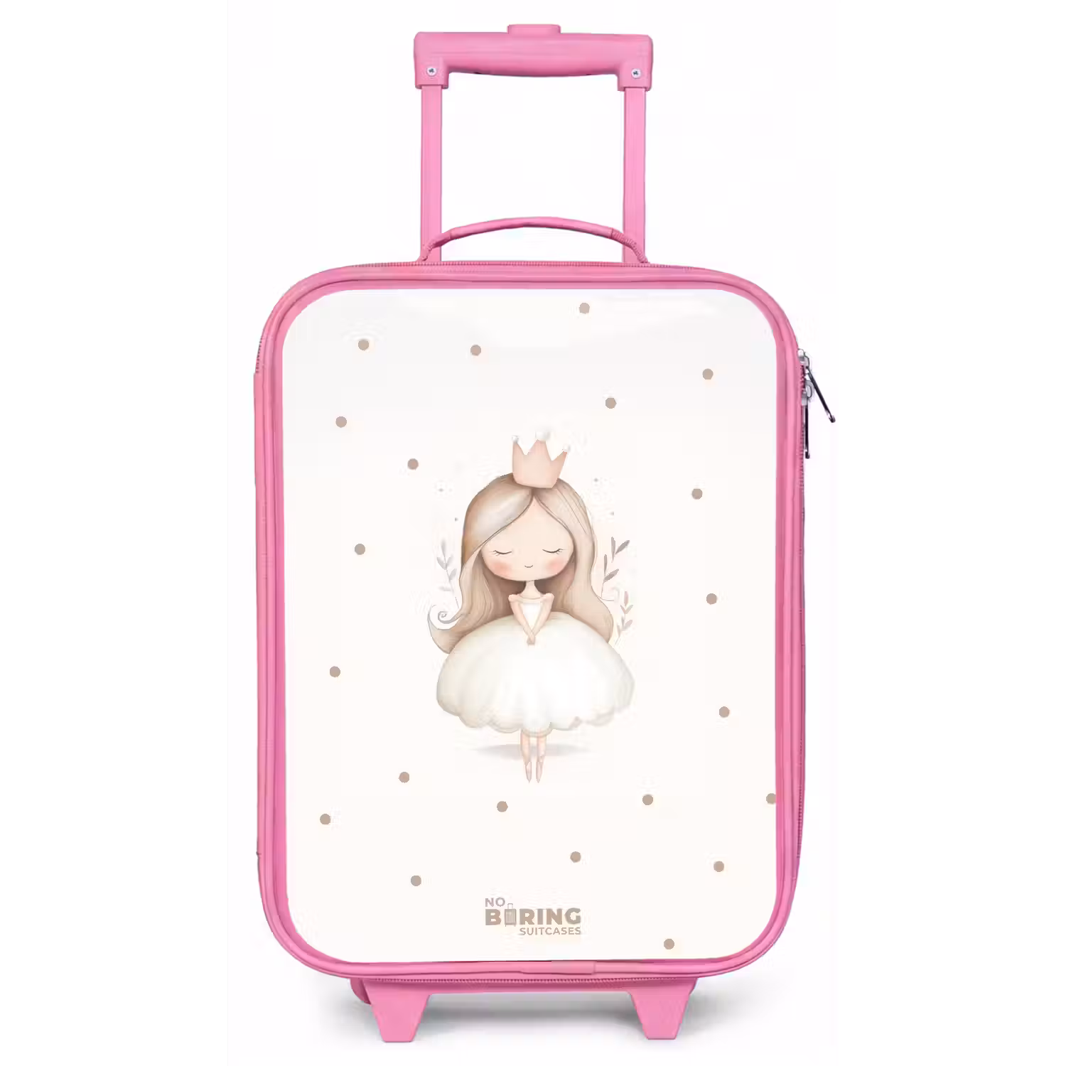 Ballerina prinses tussen beige stippen Kinderkoffer - Roze klein -zz3dotto