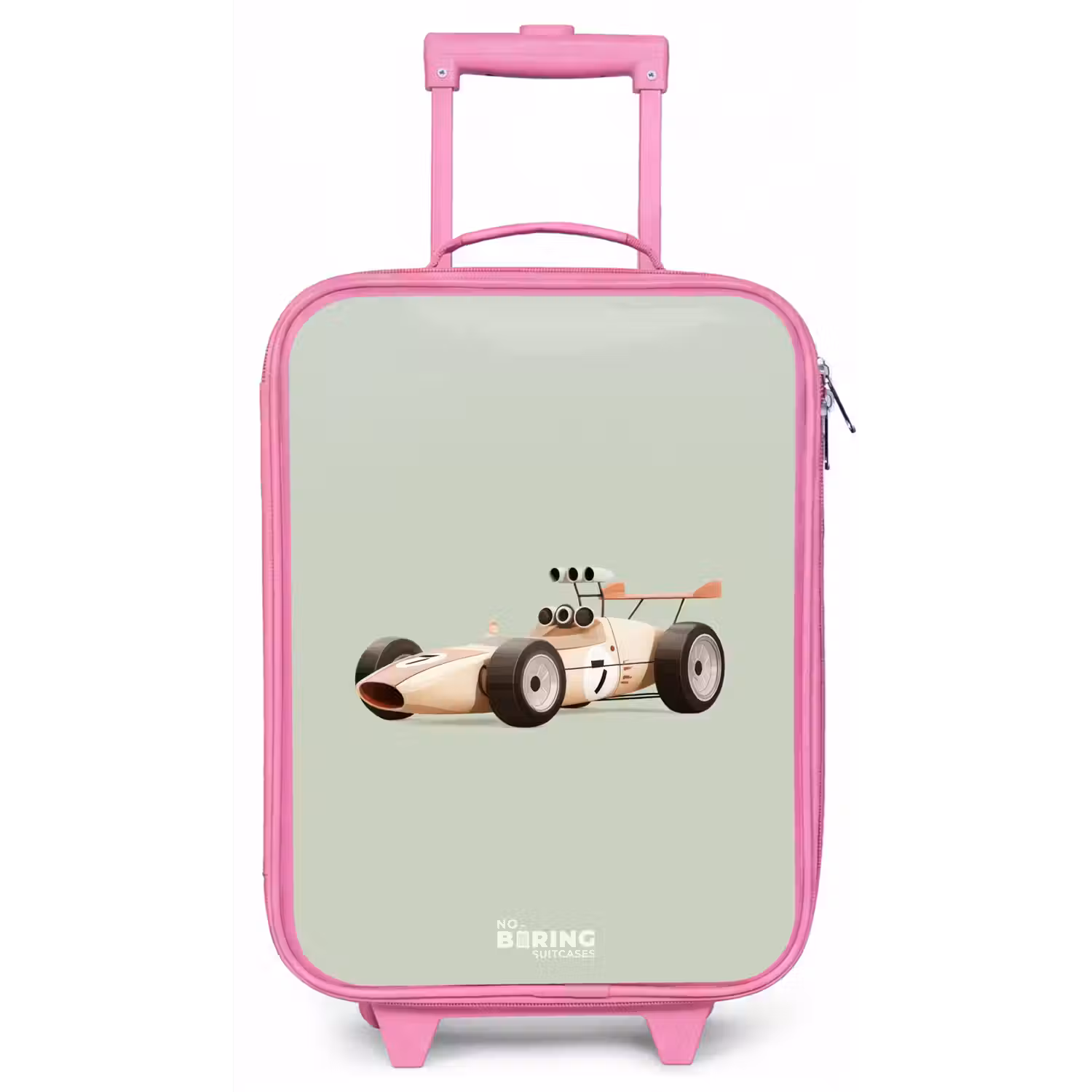 Beige retro raceauto op groen achtergrond Kinderkoffer - Roze klein -zz3dotto