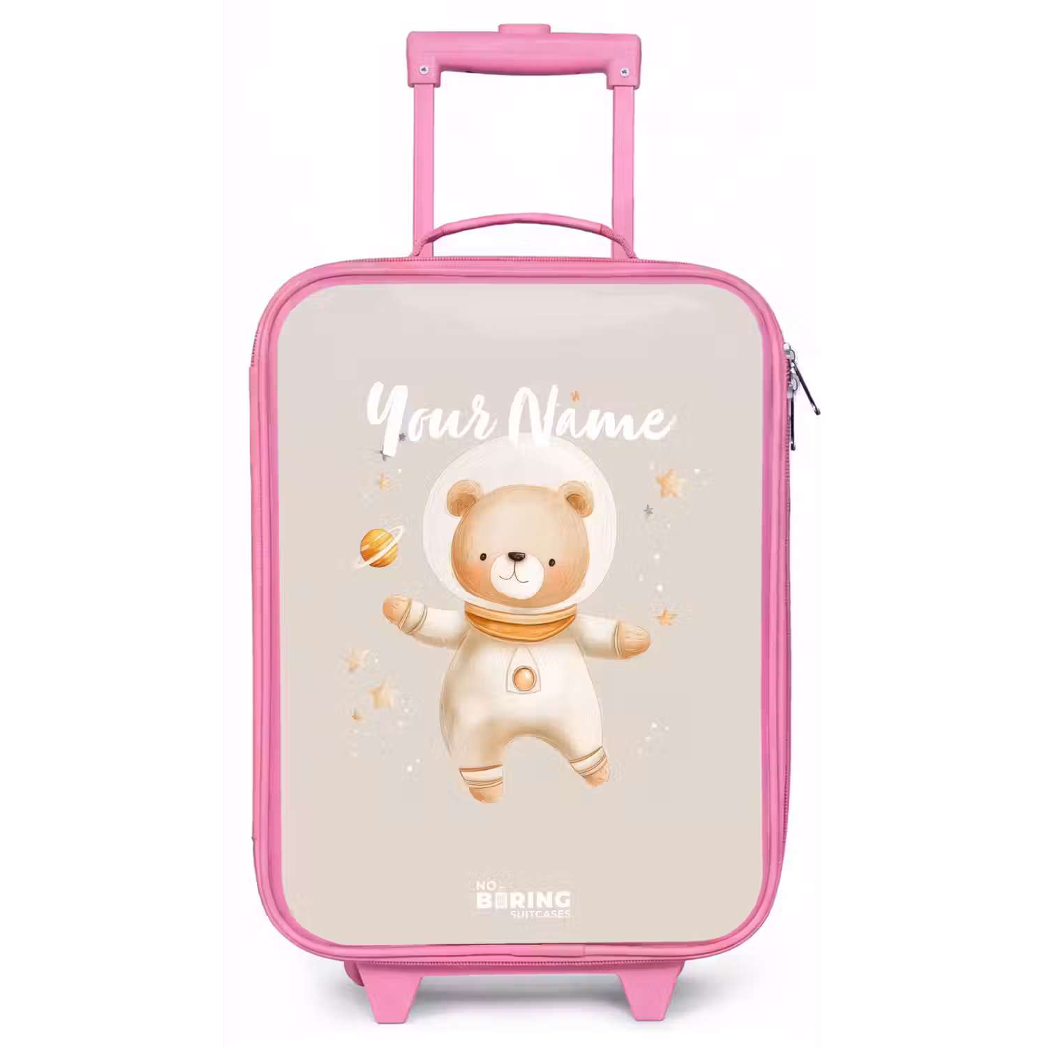 Beige ruimtebeer zweeft tussen sterren Kinderkoffer - Roze klein -zz3dotto
