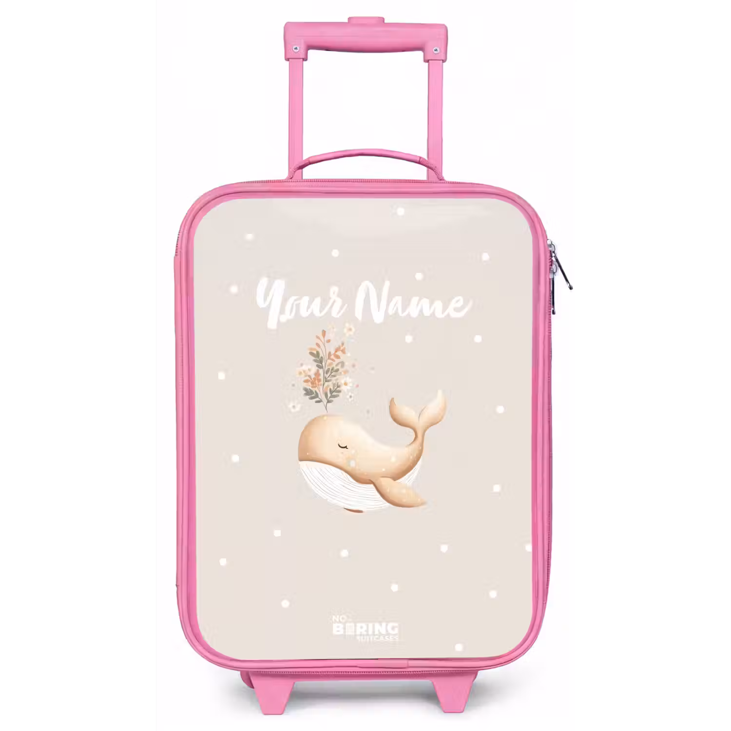 Beige walvis in bloemenzee Kinderkoffer - Roze klein -zz3dotto