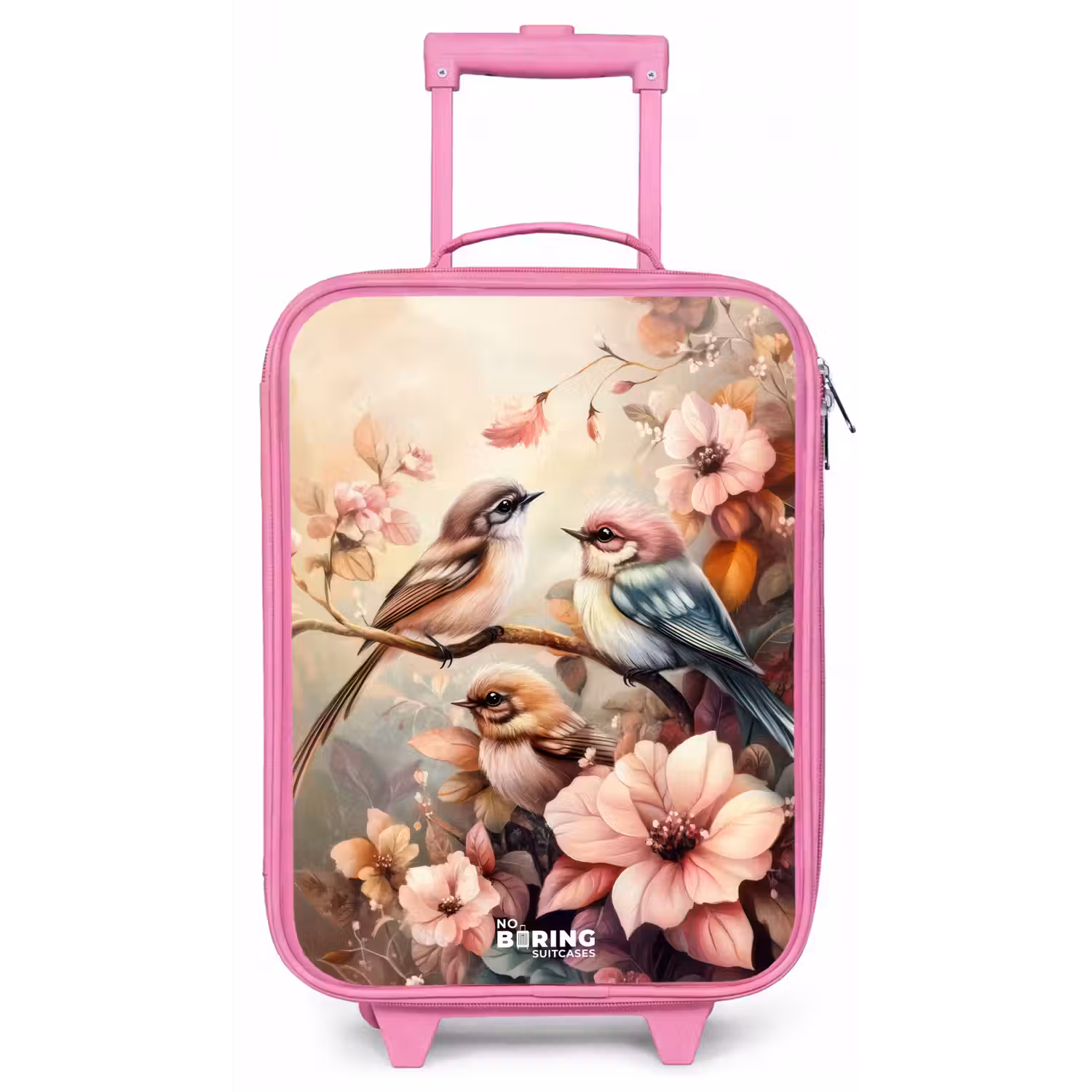 Vogels met roze bloemen Kinderkoffer - Roze klein -zz3dotto