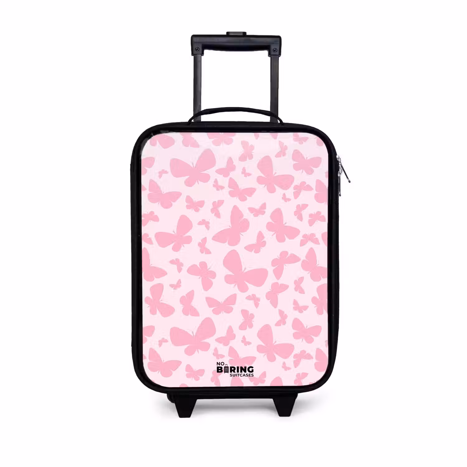 Roze vlinders Kinderkoffer - Zwart klein -3d