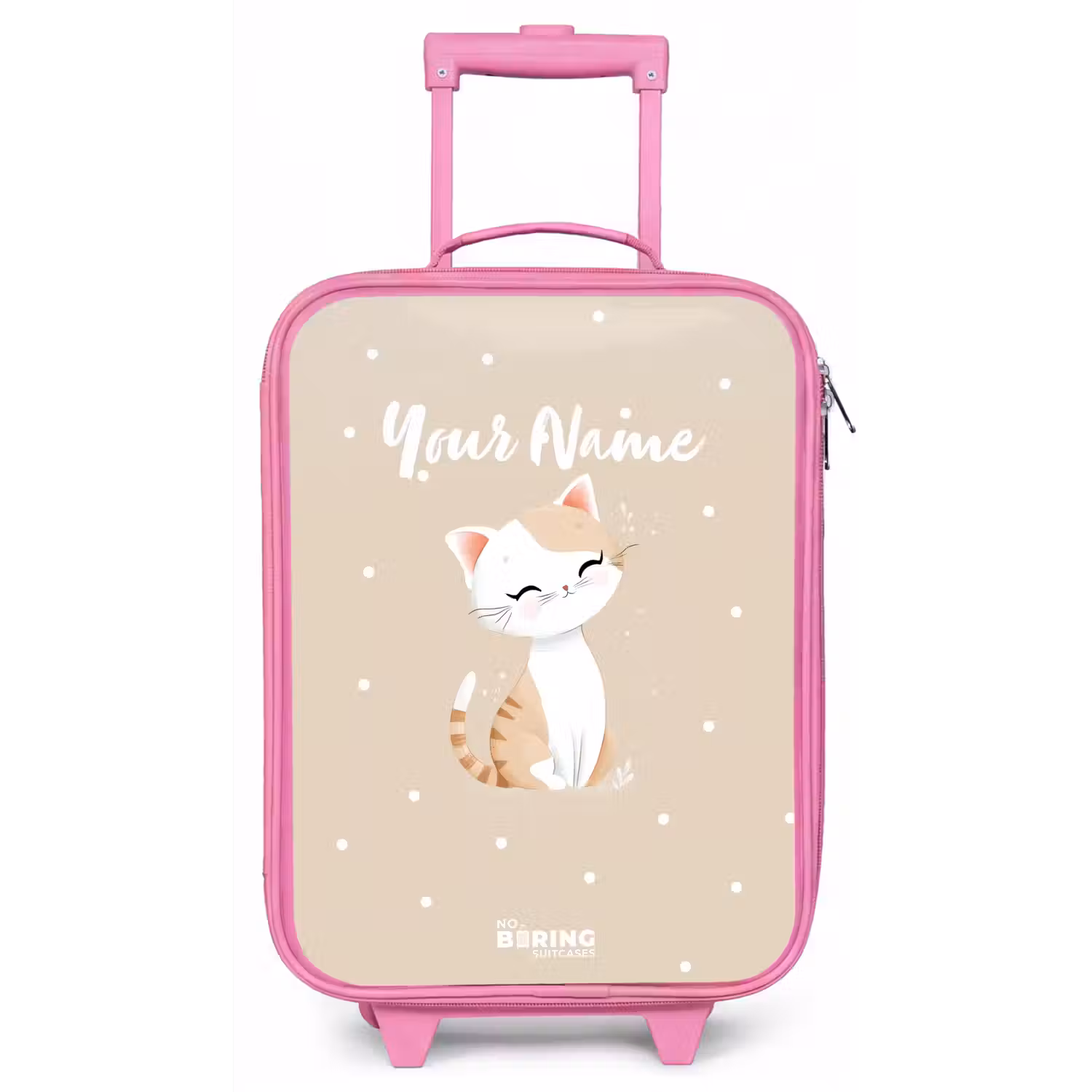 Kat omringd door beige stippen Kinderkoffer - Roze klein -zz3dotto