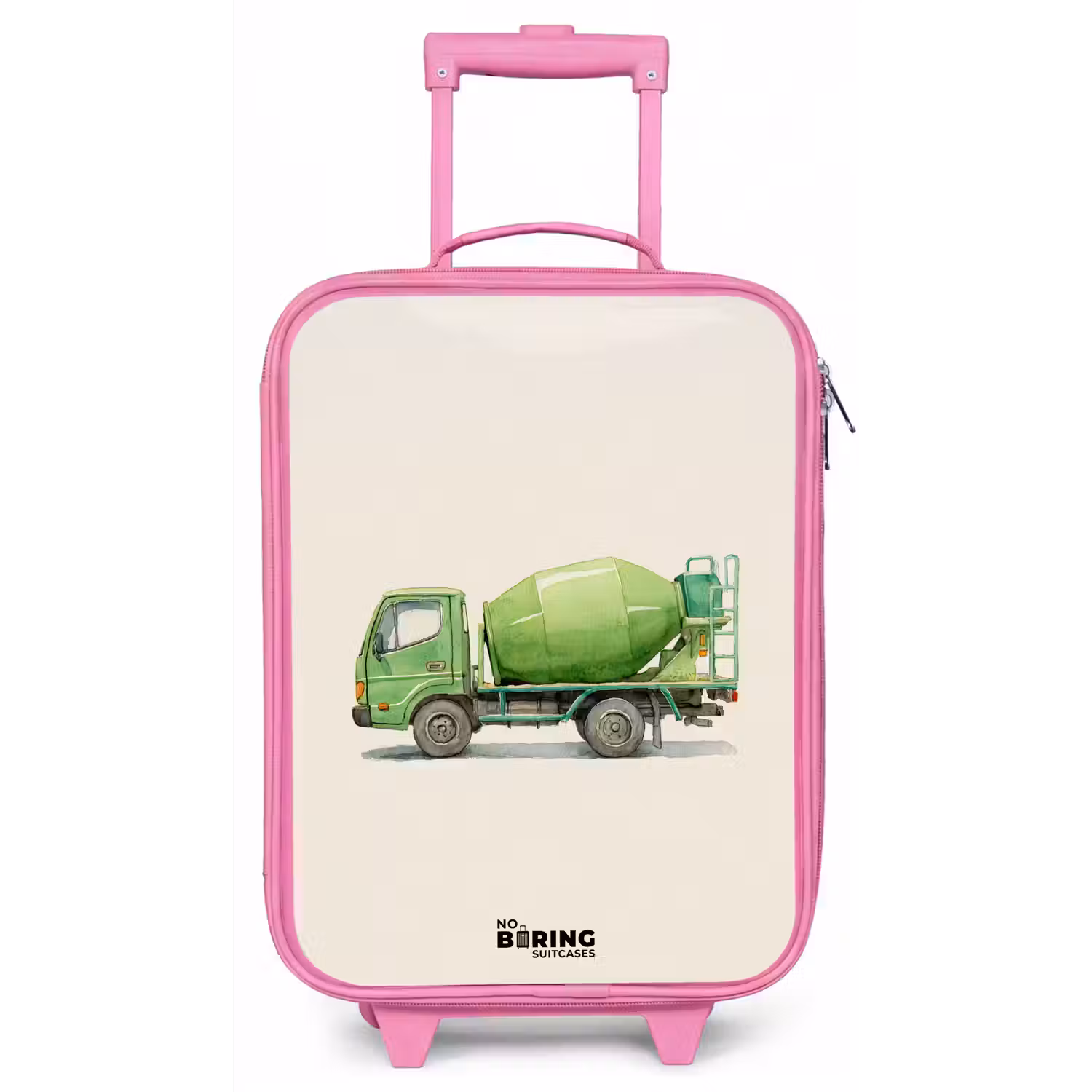Betonmixer - Getekend - Groen Kinderkoffer - Roze klein -zz3dotto