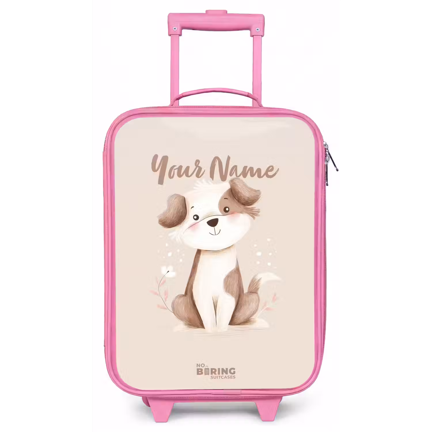 Hond in de kleuren bruin en beige Kinderkoffer - Roze klein -zz3dotto