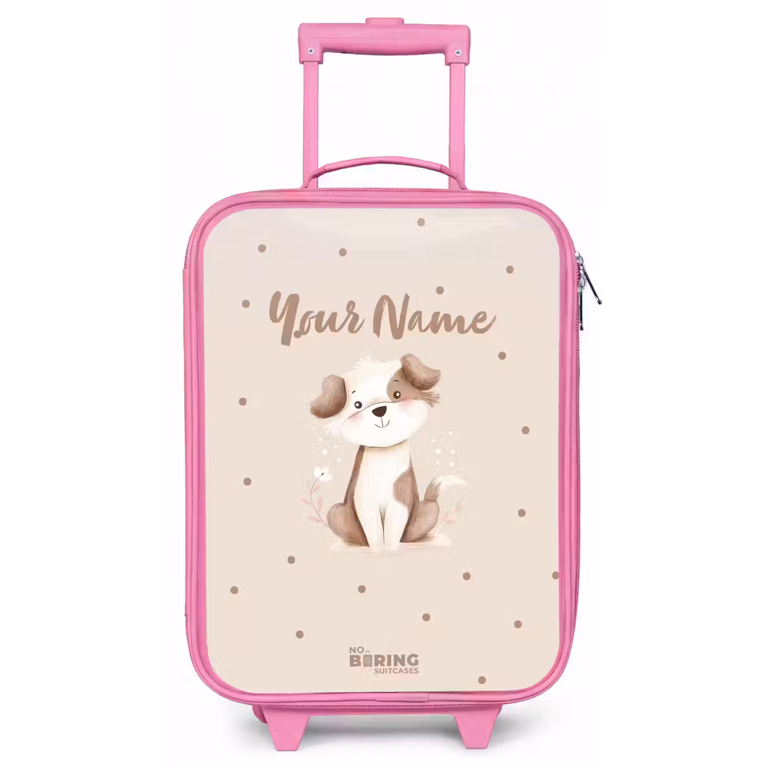 Honden pup omringd door bruine stippen Kinderkoffer - Roze klein -zz3dotto