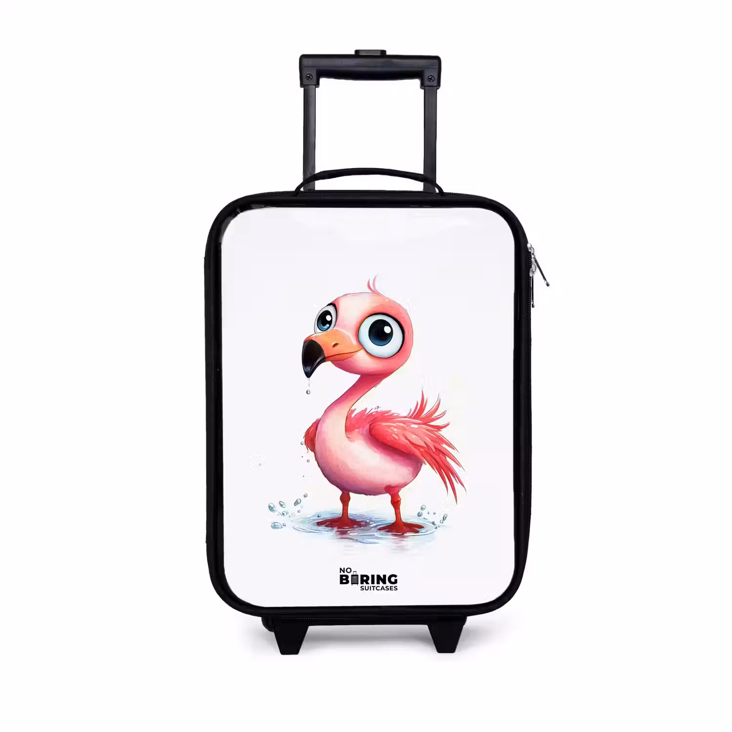 Roze flamingo in het water Kinderkoffer - Zwart klein -3d