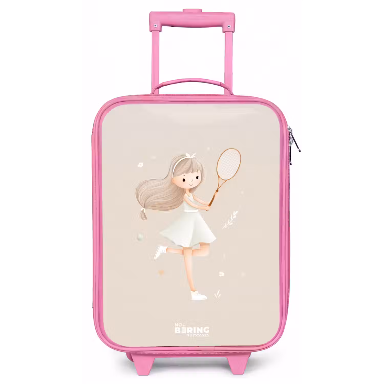 Meisje speelt tennis in beige kleuren Kinderkoffer - Roze klein -zz3dotto