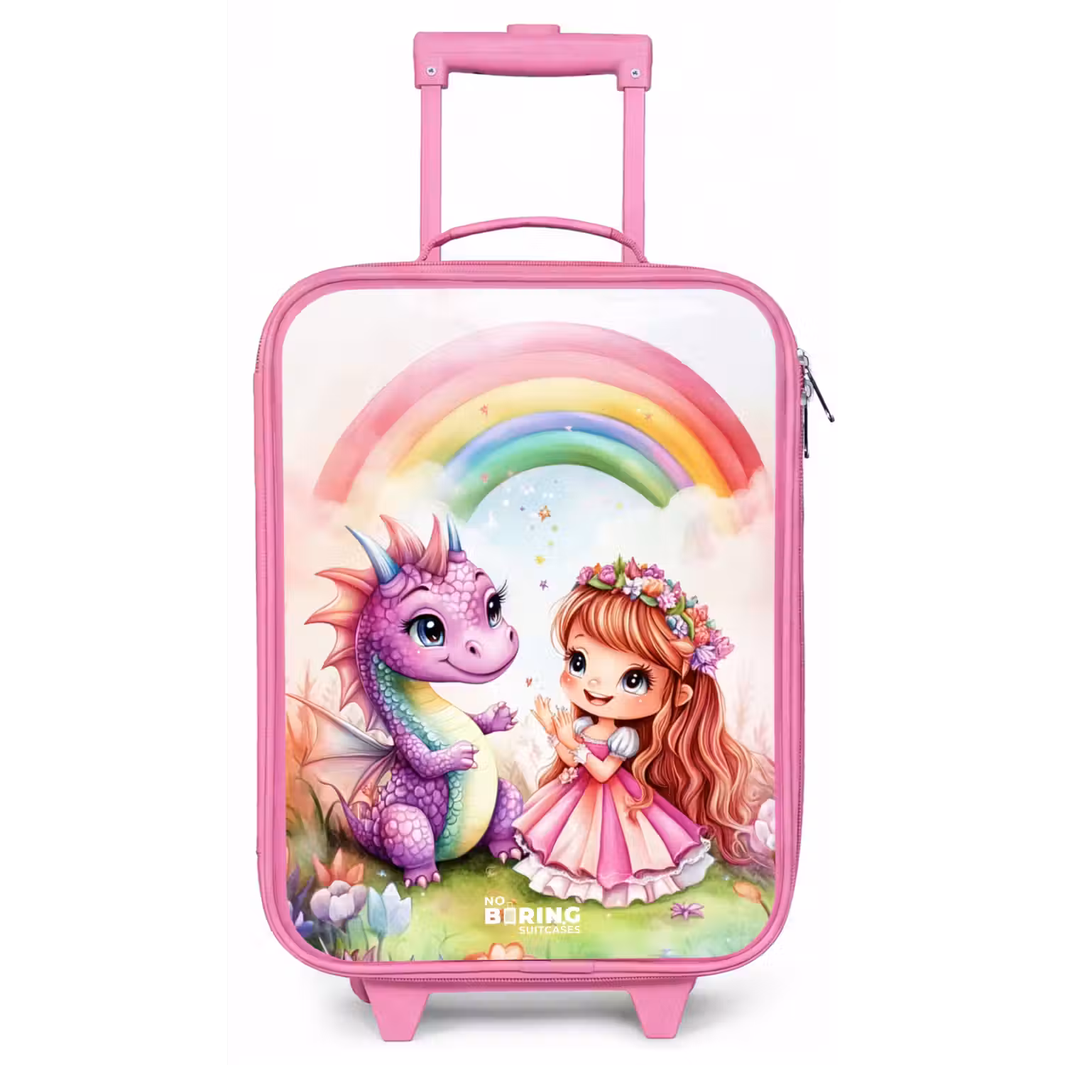 Meisje met paarse draak onder regenboog Kinderkoffer - Roze klein -zz3dotto