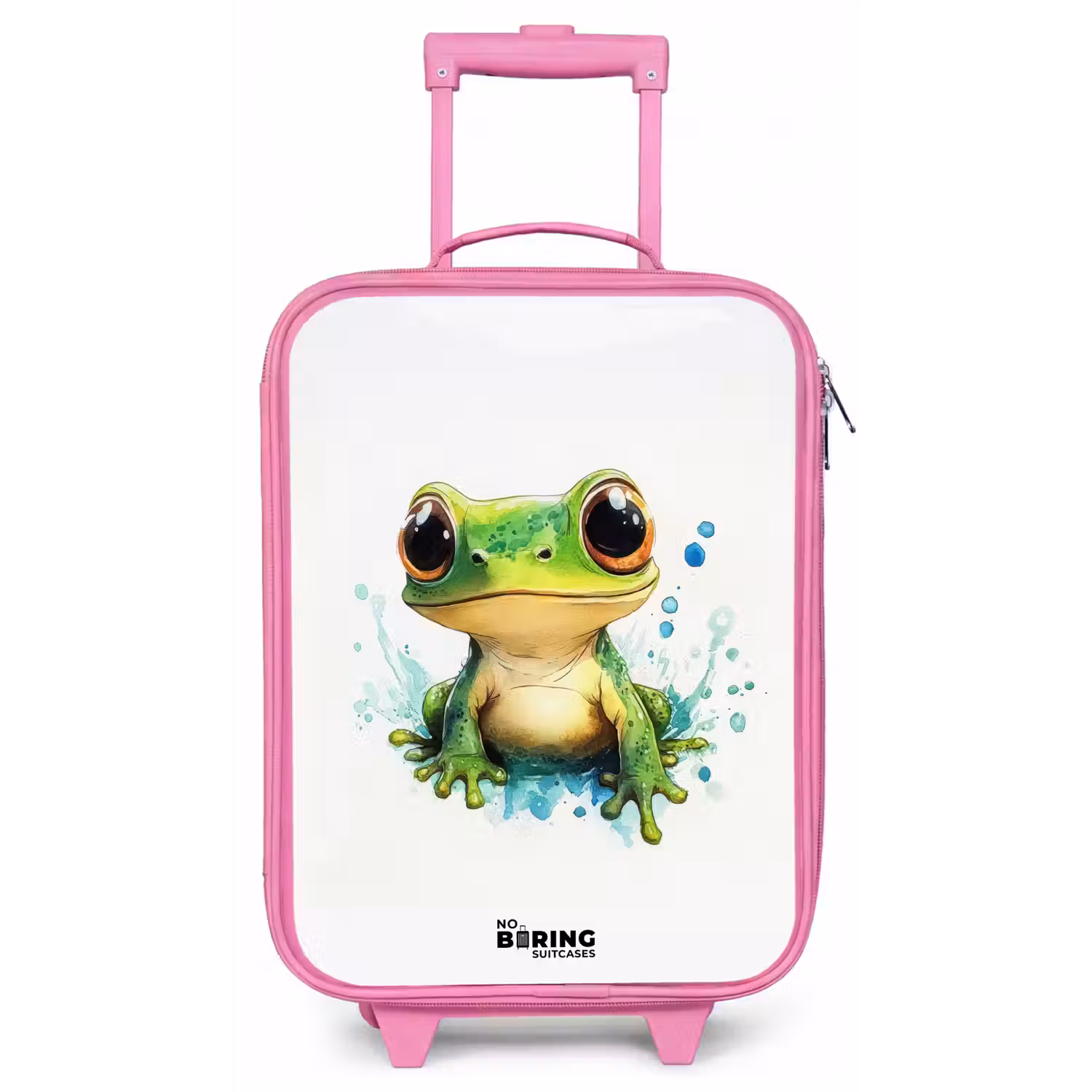 Groene kikker met grote ogen op witte achtergrond Kinderkoffer - Roze klein -zz3dotto