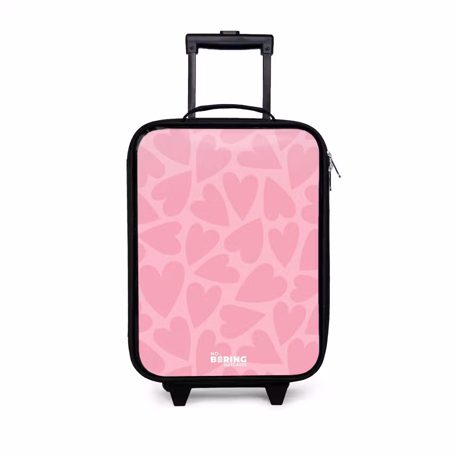 Roze hartjes patroon Kinderkoffer - Zwart klein -3d
